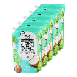 엘지 퐁퐁 주방세제 친환경 코코넛 오일 1.2L 5개 설거지