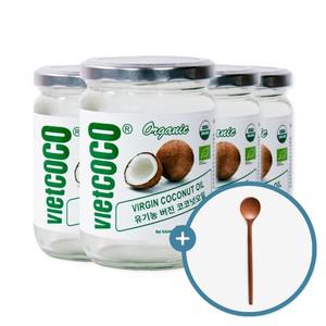 비엣코코 버진 유기농 코코넛오일 4병 500ml 베트남 직수입 + 우드스푼 증정