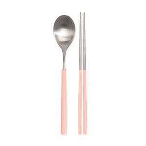 라온누리 스크래치 없는 보테 올스텐 컬러 수저세트 피치핑크, 1개