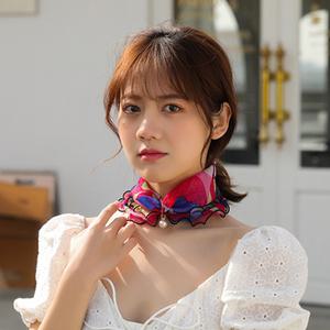 땡땡이 꽃무늬 여름 목 스카프 50대 엄마 할머니 목주름 커버
