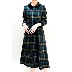 [롯데백화점]비꼴리끄 체크 울 세미더블 원피스 B234WO3040