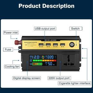 2200W 전력 인버터, DC 12V 24V-AC 220V 변압기, 50Hz USB 범용 소켓 충전, LED 디스플레이 수정 사인파 인