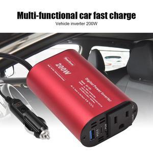 200W 전원 인버터 12V ~ 110V AC 자동차 플러그 어댑터, 전화 노트북 담배 라이터 콘센트 컨버터, USB C 타