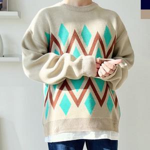 남자 빅사이즈 아가일 배색 니트 스웨터 DMES-KNA-STS12665789