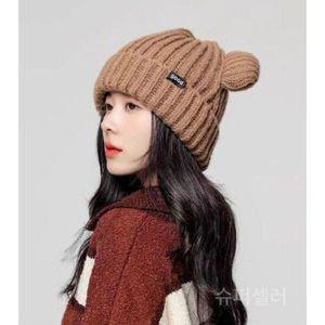 [기타]곰 비니 귀여운 골지 니트 모자 겨울 가을 여성 큐트 비니모자 커플