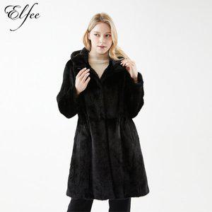 [진도 엘페](본점)블랙 밍크 휘메일 후드 코트(E6W1EC02)