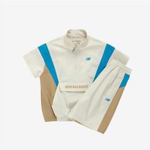 뉴발란스키즈 ESSENTIAL 우븐 스트레치 컬러배색 반집업 셋업 NK9YE2106U_(39)Ivory