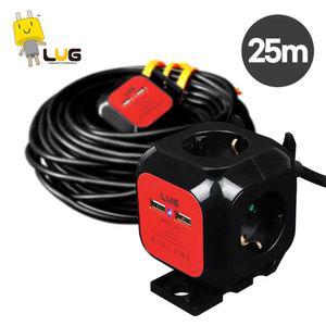 박스 콘센트 연장선 4구USB 2포트 25M 1.5SQ (BK)  SA-351