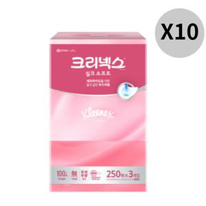 크리넥스 미용티슈 실크소프트 사무실 250매 3입 10개