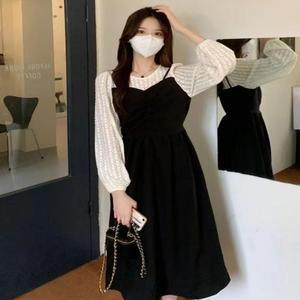 [오노마] ONM 여성 레이스 블라우스 나시 레이어드 원피스 D71