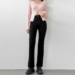 여성 히든밴딩 5사이즈 세미 부츠컷 슬림 블랙 청바지 INT-WPT-20543-블랙