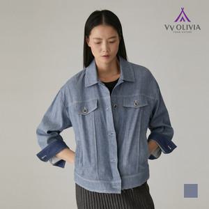 [비비올리비아] 쌍스티치 장식 데님 자켓_VVBFUXM3471