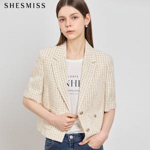 [쉬즈미스(SHESMISS)] 프리미엄 에디션 체크 트위드 반팔자켓 (택가격: 408000원)