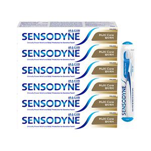 센소다인 시린이케어 치약 멀티케어 100g, 6개 + 젠틀 칫솔 1입,1개