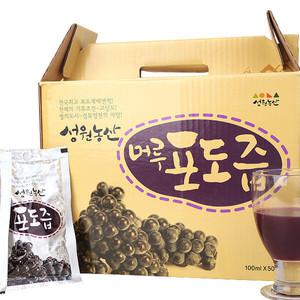 성원농산 머루포도즙 달콤한 포도즙 100ml X 50포 영천 햇 머루포도 100% 함유