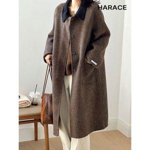 [헤레이스]카라 배색 핸드메이드 코트 YMSH24FW766_P378586198