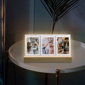 액자 패션 그림 홀더 3in1 인치 사진 프레임 인스턴트 필름 카메라 테이블 Fujifilm Instax mini 아크릴 LED 라이트