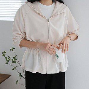 [옷자락]여자 봄아우터 나그랑 스트링 빅사이즈 후드집업 자켓