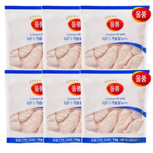 올품 IQF 냉동 닭가슴살 슬라이스 1kg x 6봉