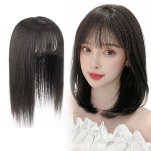 정수리 스트레이트 탑커버 똑딱이 붙임 머리 헤어 피스 여자 여성 부분 가발 36cm