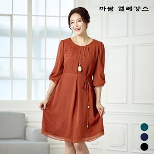 [마담엘레강스][마담엘레강스] 도로시 도트 시폰 원피스+제천 끈 벨트 K181OP02