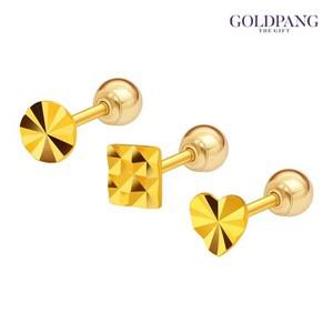[골드팡]24k 순금 센슈얼컷팅 피어싱 4mm (라운드/큐브/하트)