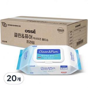 오쎄 클린앤퓨어 빅사이즈 물티슈 프라임 캡형 300 x 200 mm 60매, 20개 one option