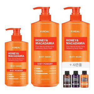 쿤달 네이처 바디워시, 베이비파우더, 1058ml, 2개 + 500ml, 1개 + 증정(여행용 3종 키트, 1개)