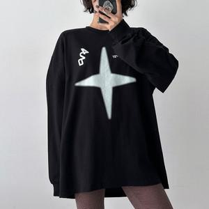 여자 나염 프린팅 스트릿 라운드 편한티 코튼 롱슬리브 티셔츠