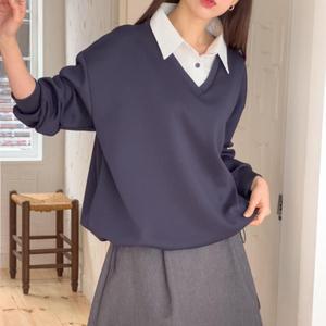 여자 셔츠레이어드 스트링 루즈 오버핏 여친룩 티셔츠