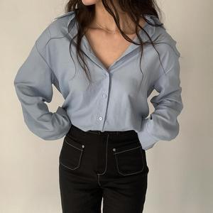 여자 오피스룩 박시 레이어드 루즈핏 셔츠