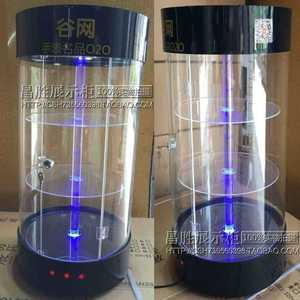 회전 아크릴 피규어 장식장 투명 쇼케이스 LED 조명