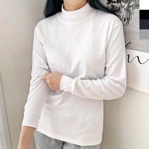 [옷자락]여자 민무늬 데일리 반목 흰티 레이어드 겨울 티셔츠_P333172998