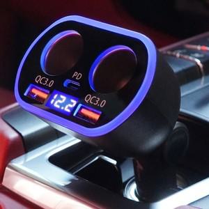 차량용 멀티 5구 시거잭 QC3 .0 고속충전기 USB+C타입 12 24v겸용 C77 자동차용