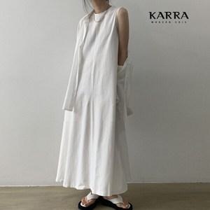 KARRA 린넨터치슬리브리스롱원피스A3F0975