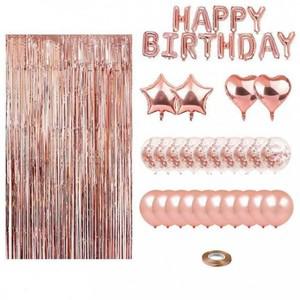 뷰티5도씨 생일풍선 세트+폭죽2P+줄 조명+공기 주입기+모자2P+추가 가랜드