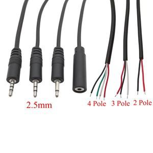 1/3/5Pcs 2.5mm 2/3/4 극 와이어 남성 플러그 잭 오디오 케이블 모노 스테레오 Aux 커넥터 헤드폰 확장 DIY