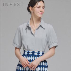 [인베스트] 오픈 카라 네크리스 셋 블라우스_IN5M1BL5101