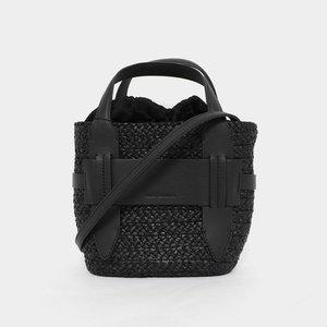 헬렌카민스키 25SS 아이코닉 라피아 와이드 브레이드 스몰 여성 토트백 BAG51960 CHARCOAL BLACK