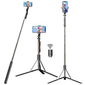 L05 모바일 셀카봉 삼각대 마운트, iPhone, Samsung 및 스마트폰용 통합 무선 기능, 블랙, 길이 60