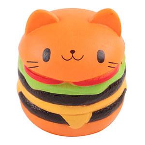 점보 고양이 얼굴 버거 Squishy 시뮬레이션 빵 PU 향기로운 부드러운 느린 상승 짜기 스트레스 릴리프 아이 크리스마스 선물