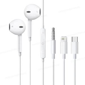 Apple iPhone 16 15 Pro Max 14 13 12 11 USB-C Lightning 3.5mm 유선 이어폰 X XR 7 8 휴대폰 액세서리 용
