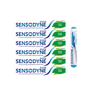 센소다인 시린이케어 치약 후레쉬민트 100g, 6개 + 젠틀 칫솔 1입,1개