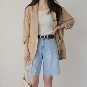 여성 데일리 시원한 오버핏 마 봄 여름 린넨자켓 오피스 자켓 마이
