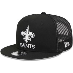 New Era 뉴에라 Orleans Saints 블랙 9FIFTY 스냅백 조절가능한 트럭커 모자