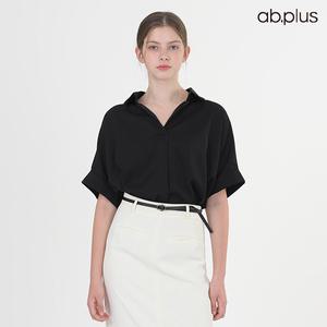 [ab.plus] 오픈 카라 핀턱 반팔 블라우스 (LSZ2MB33A)