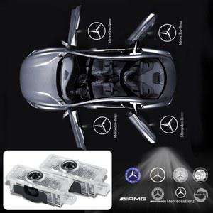 자동차 번호판 가드 문짝 LED 프로젝터 램프 벤츠 E 커플 CLA W218 W219 A207 C207 CLS용 환영 조명 HD 예의등