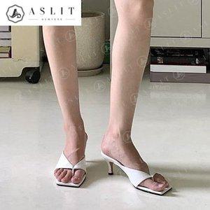 [기타][애슬릿] 여성 스티치 스트랩 쪼리 뮬 힐 슬리퍼 6cm