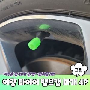 은플 야광 타이어 밸브캡 마개 4P 그린 야광타이어밸