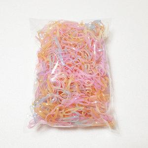 얌뚱이 100g 대용량 칼라고무밴드 머리끈 헤어 고무줄 악세사리 선물 예쁜 아동 여아 어린이집 유치원 검정 투명 파스텔 형광 투톤 핑크 밴드
